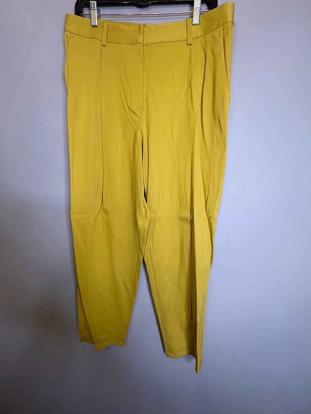 Massimo Dutti Yellow Tailored Trousers Pants Pleated Front Size 10 EU 42